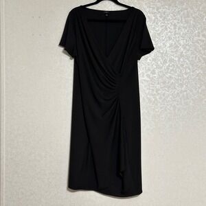 Talbots Black Midi Dress with Draped Front
